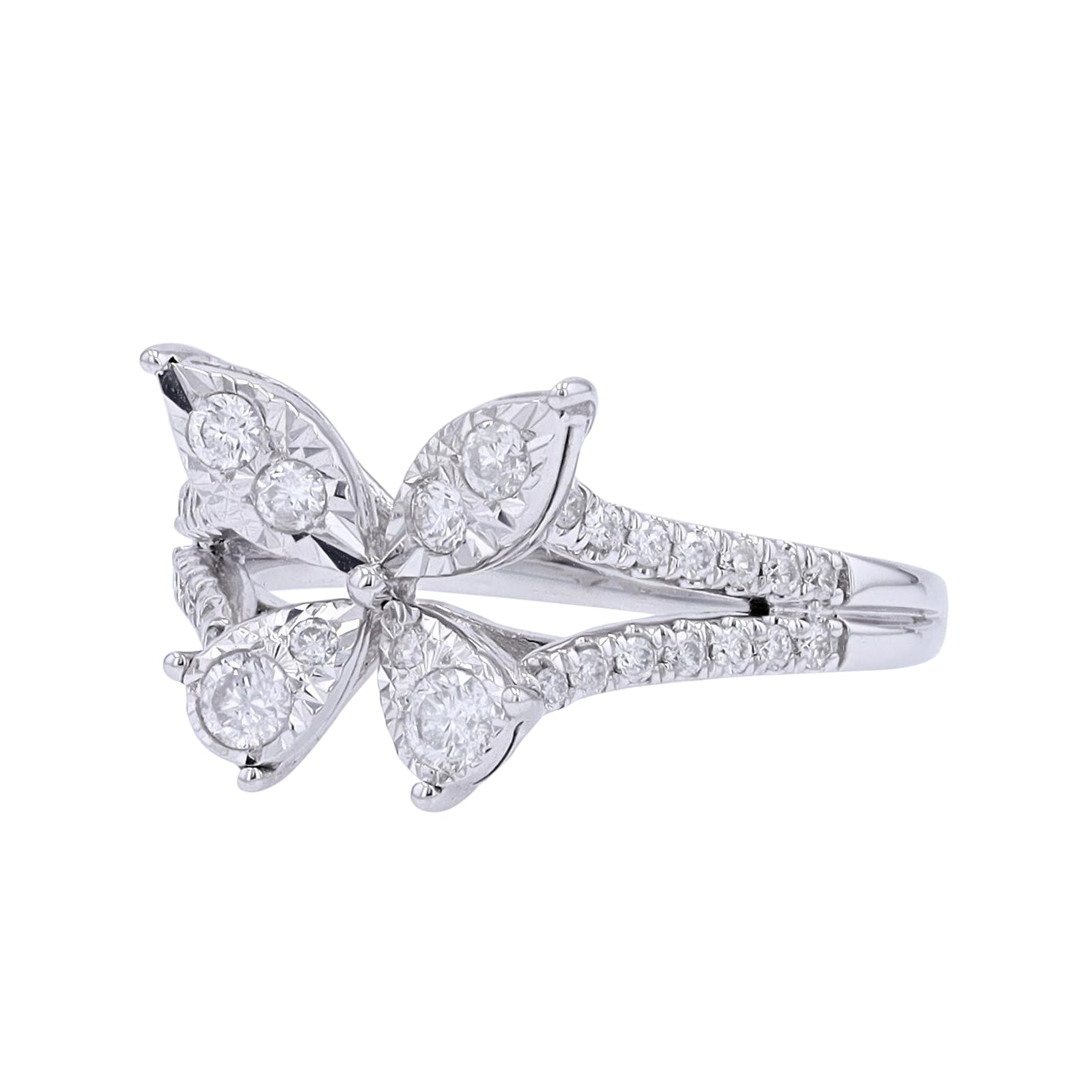 10K WG 1/2 CTW Diamond Butterfly Ring