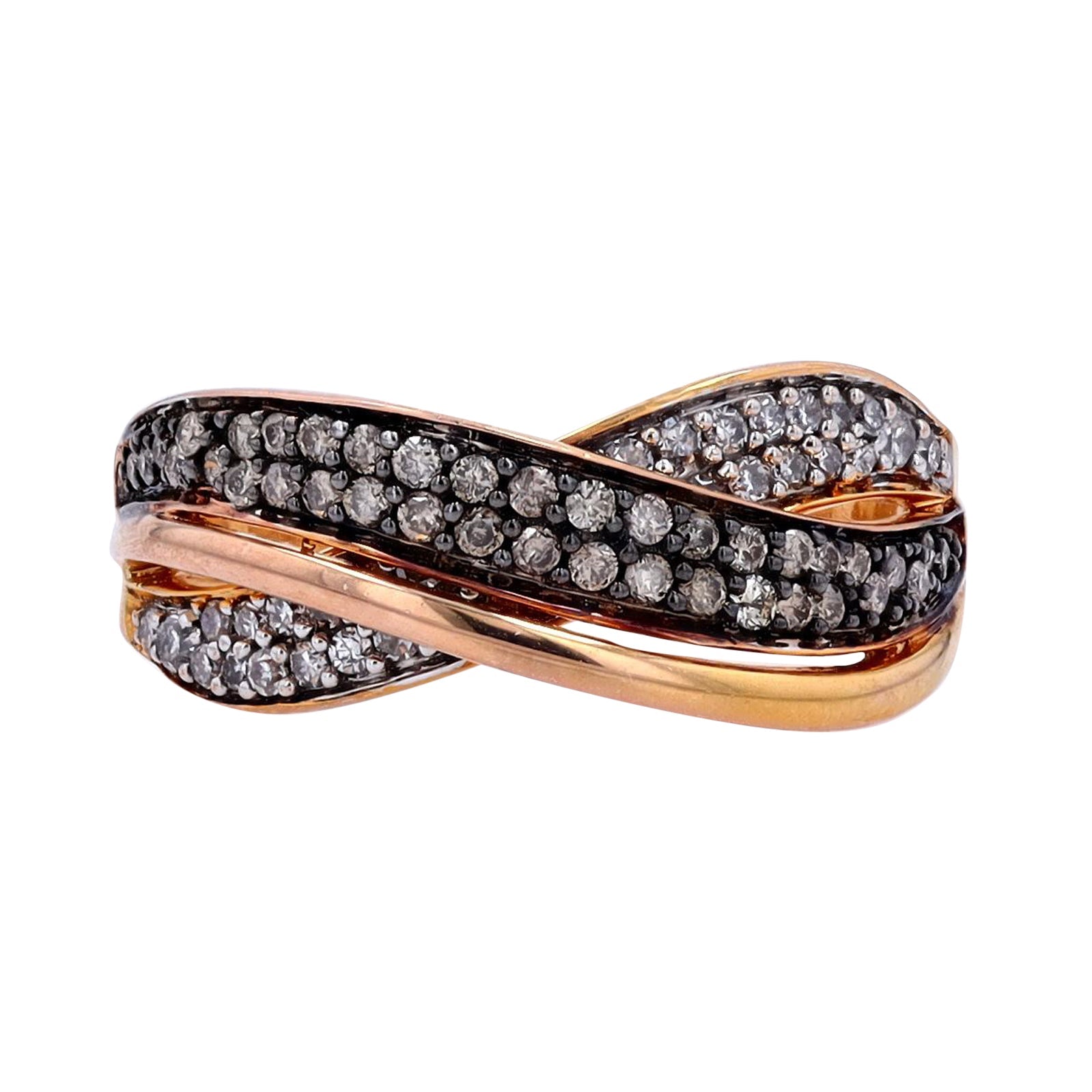 14K RG Chocolate Diamond Crossover Band