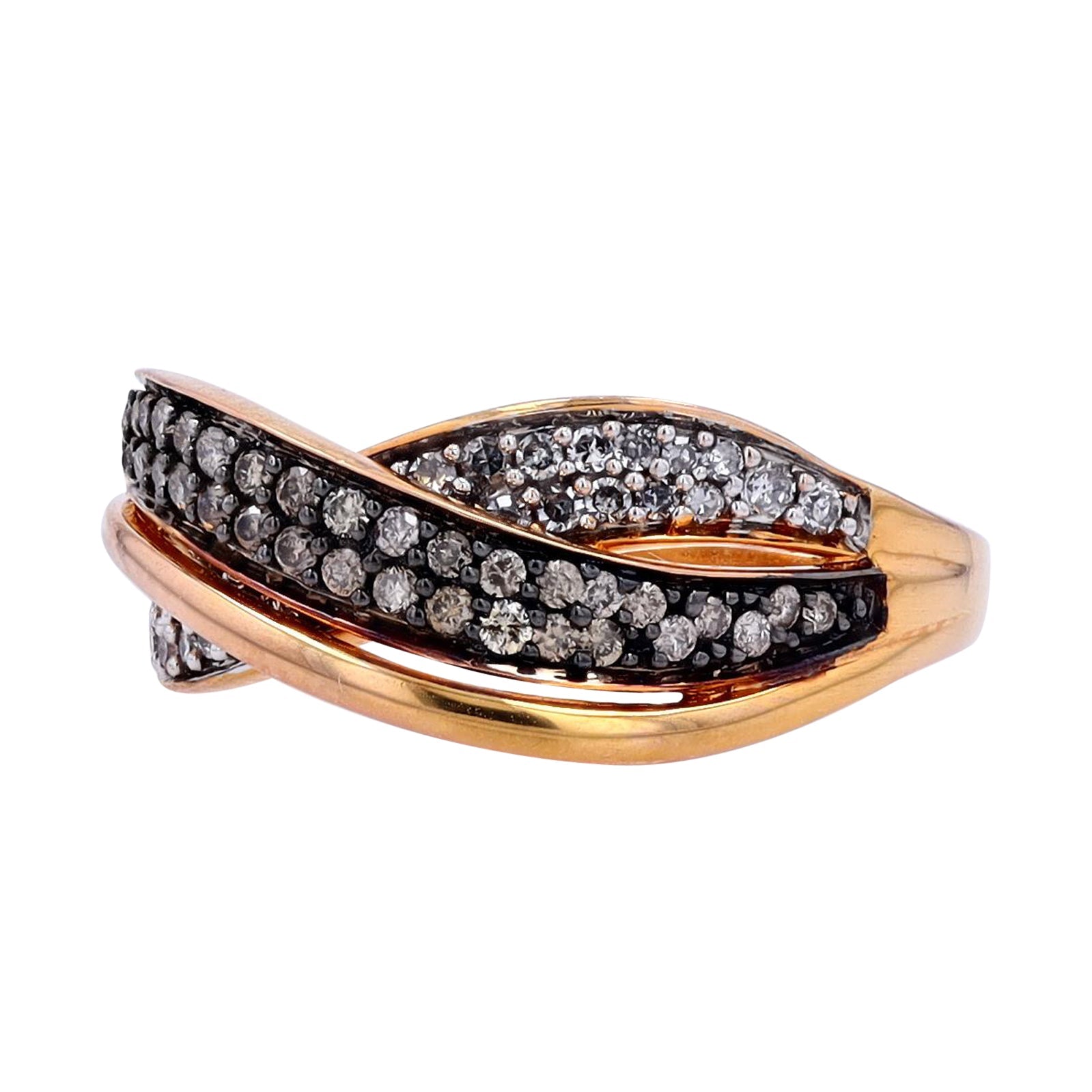 14K RG Chocolate Diamond Crossover Band