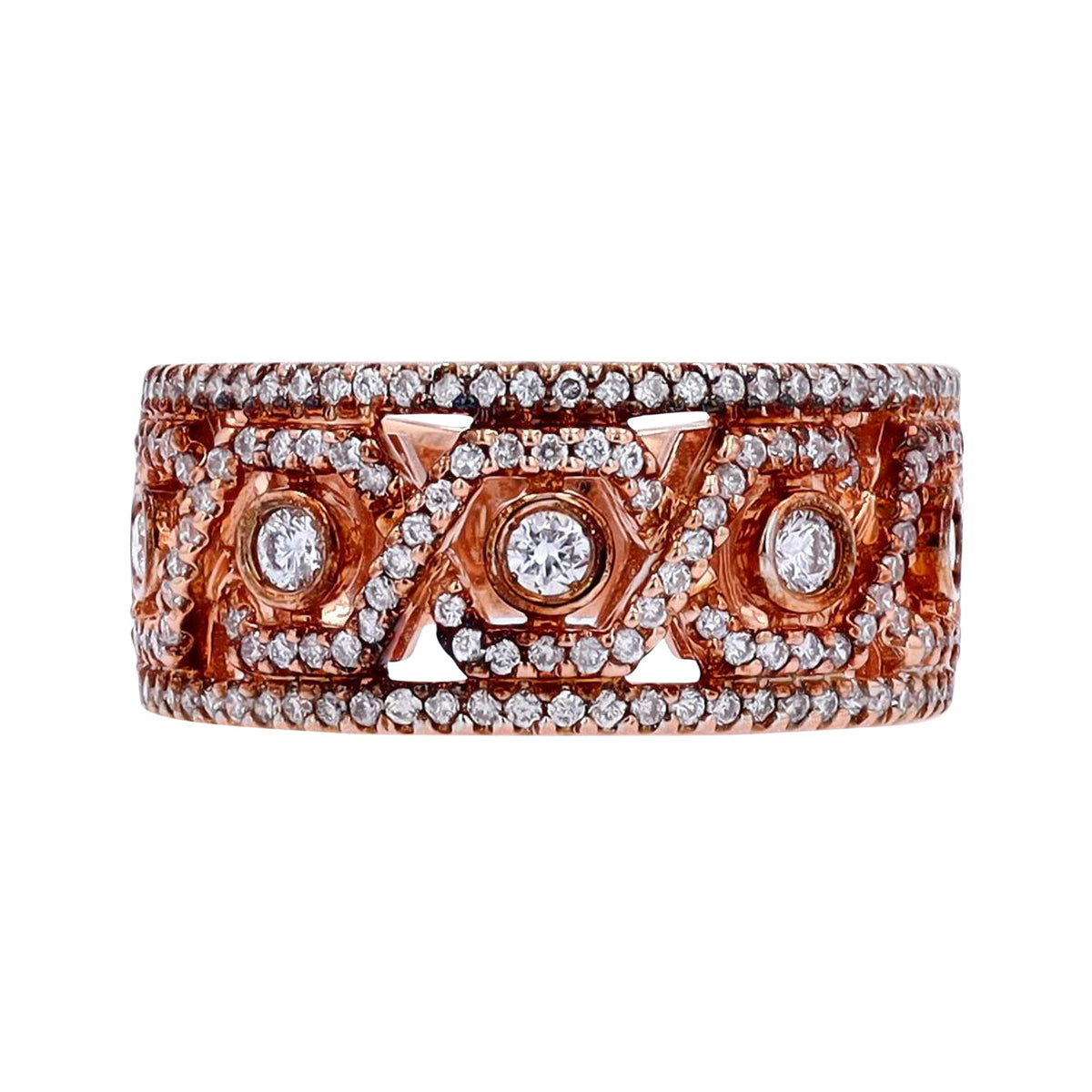 14K RG Diamond Wide Band