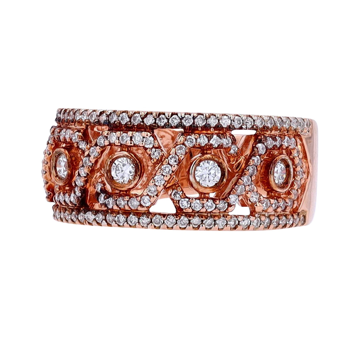 14K RG Diamond Wide Band