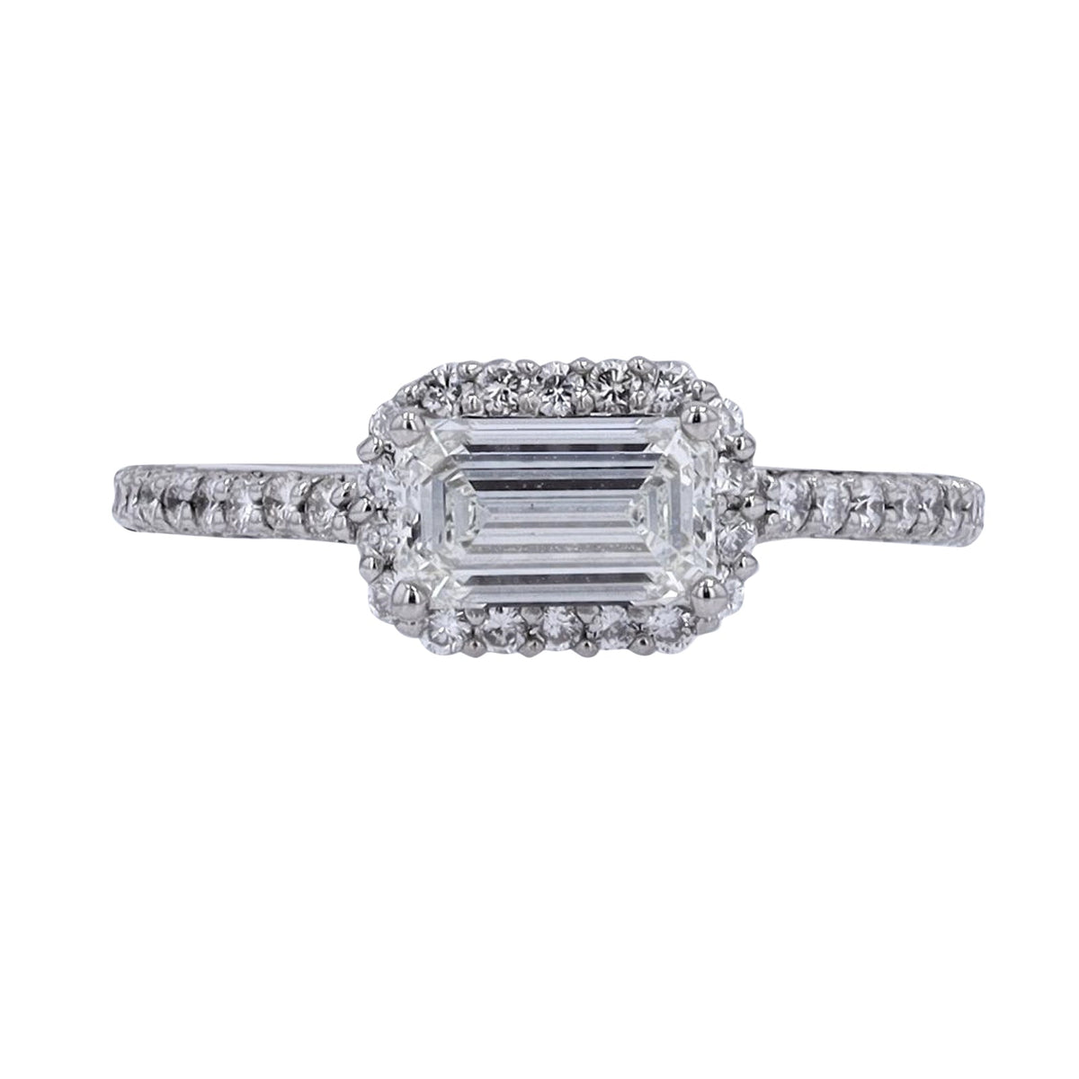 PT900 1.41 CT Emerald Cut Center Ring