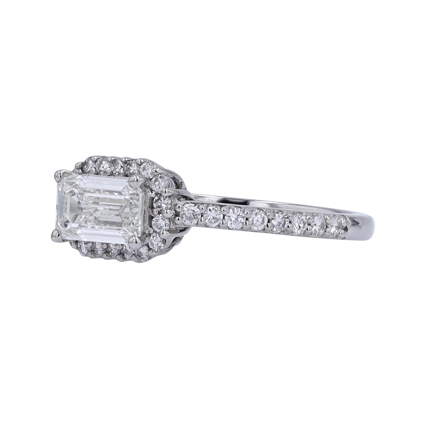 PT900 1.41 CT Emerald Cut Center Ring
