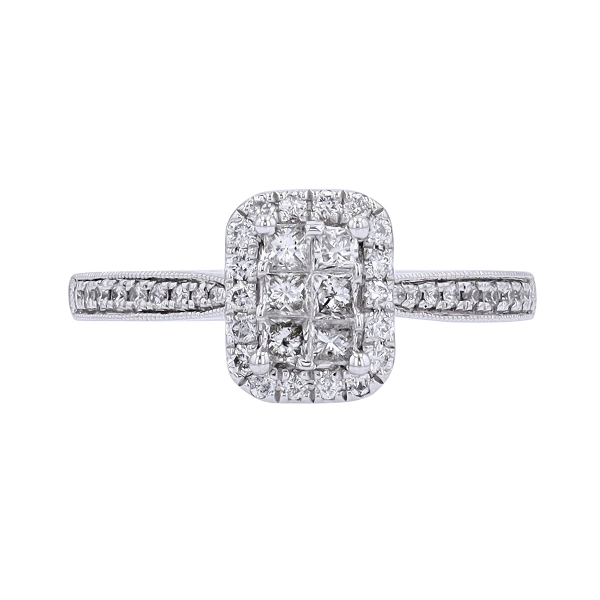 14K WG 1/2 CT Cluster Diamond Ring