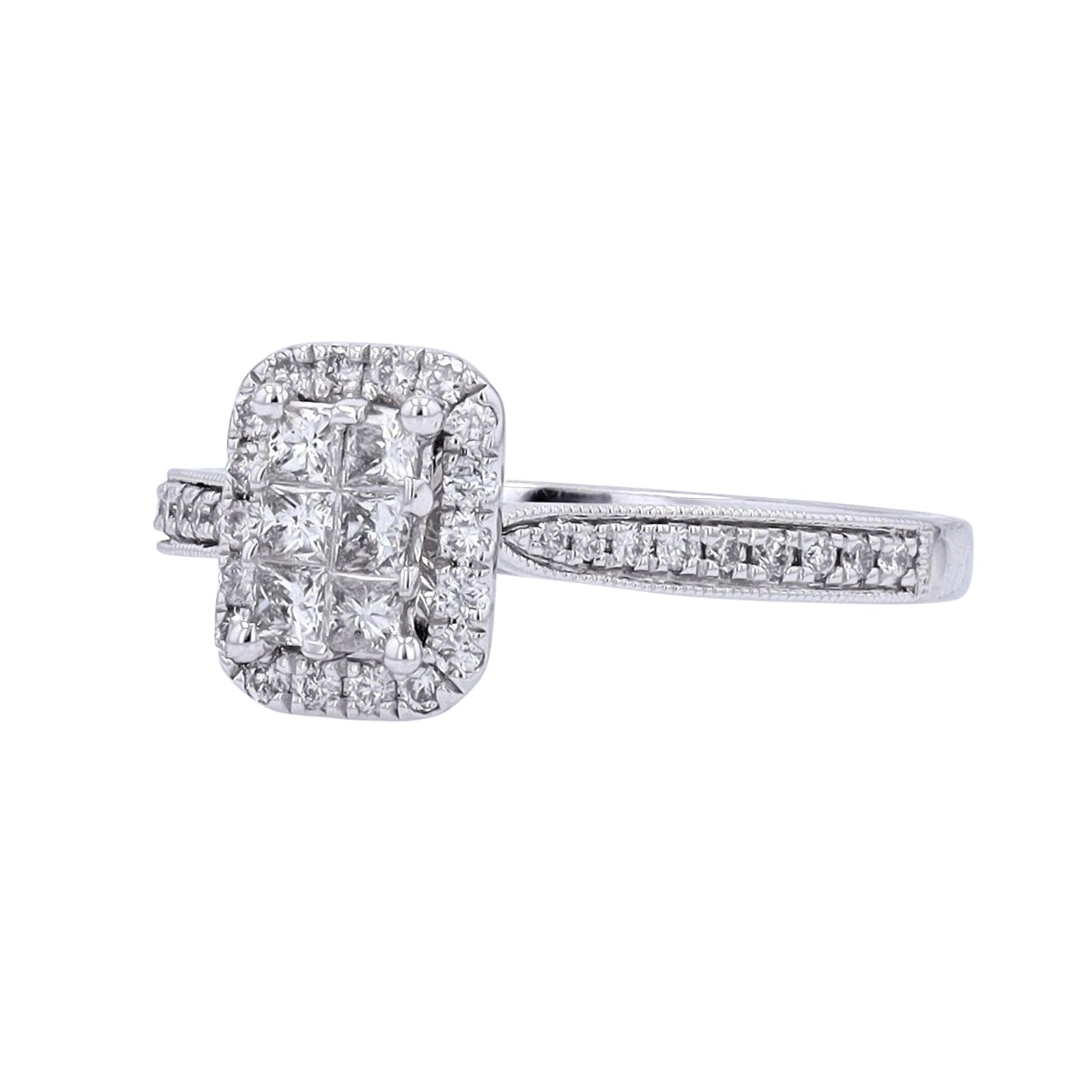 14K WG 1/2 CT Cluster Diamond Ring