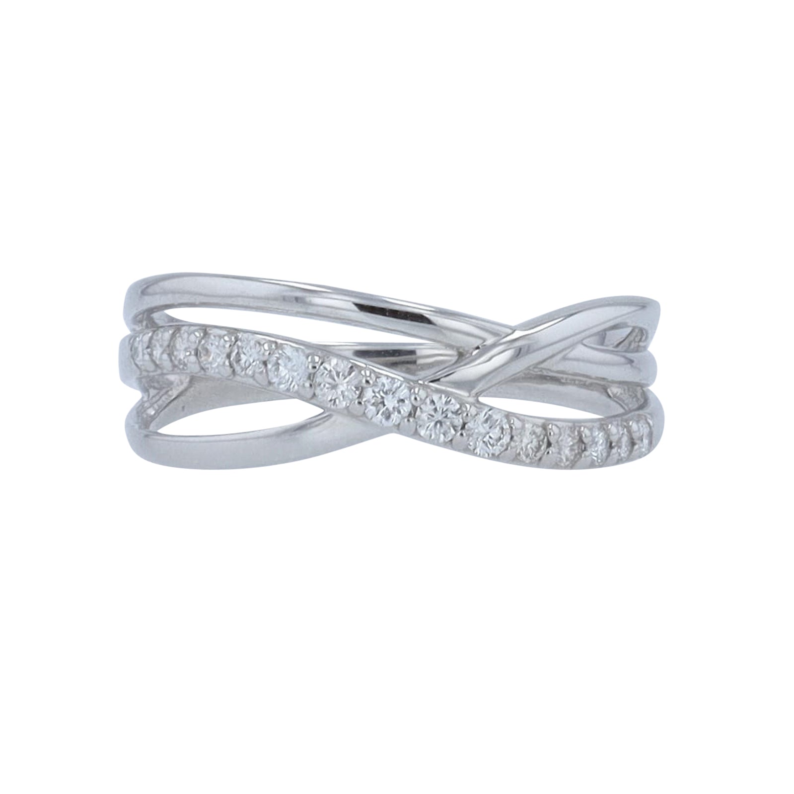 PT950 .20 CTW Diamond Crossover Ring
