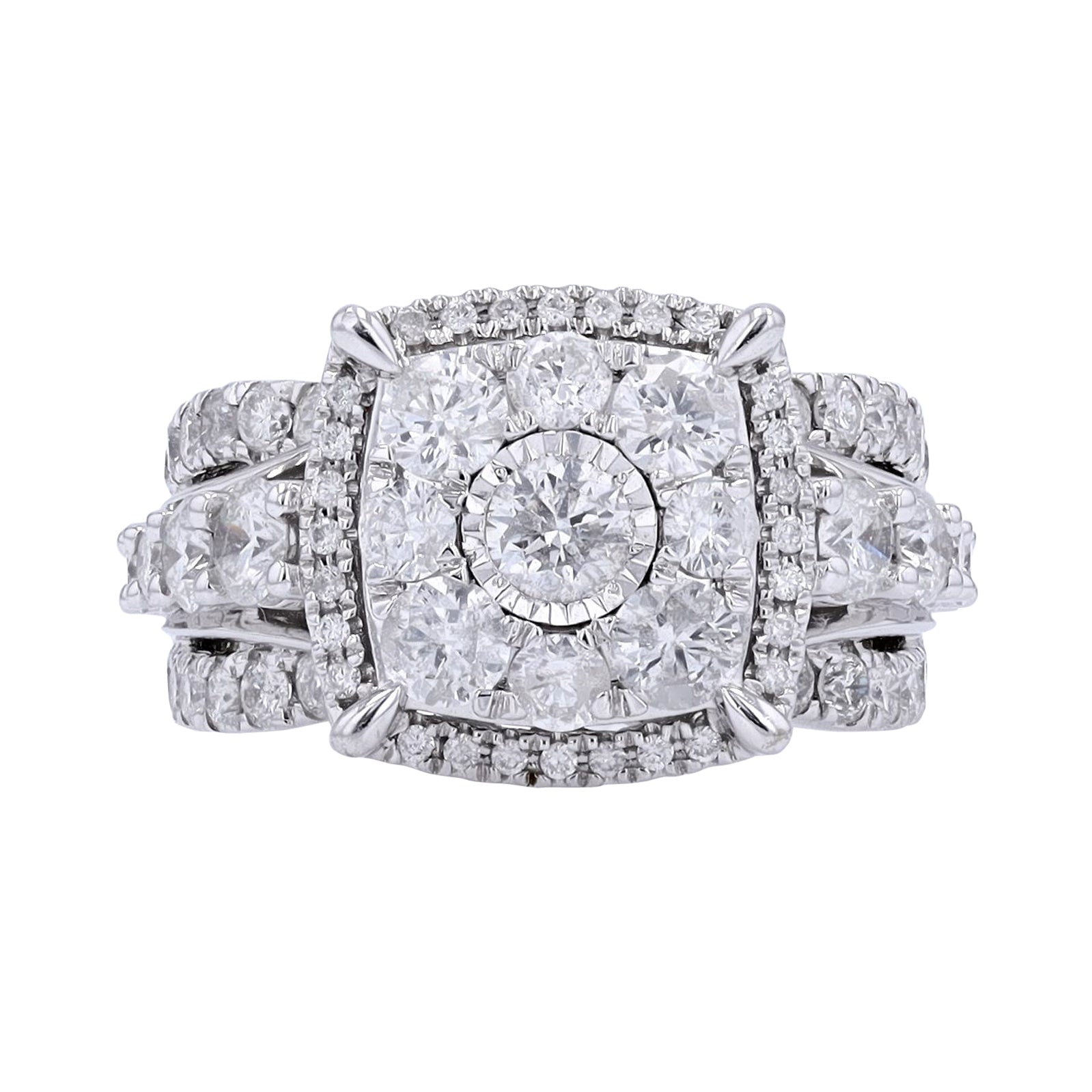 10K WG 3 CTW Diamond Cluster Ring