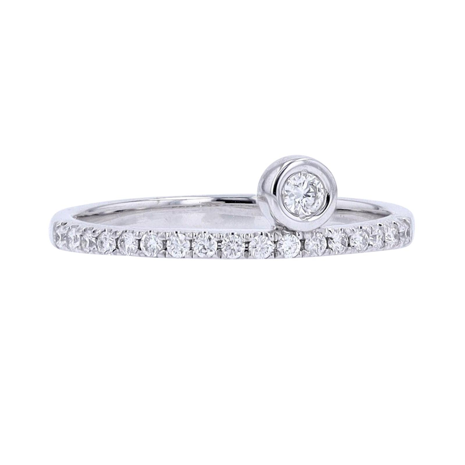 10K WG Bezel Set Diamond Solitaire Ring