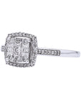 10K WG 0.25 CTW Diamond Cushion Shaped Cluster Ring