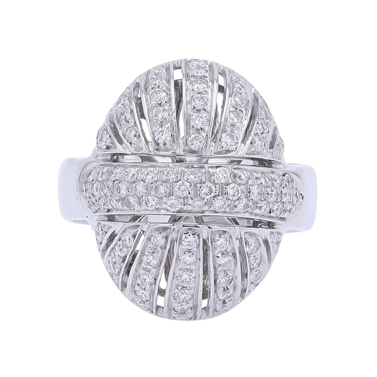 18K WG 0.75 CT Diamond Oval Cluster Ring