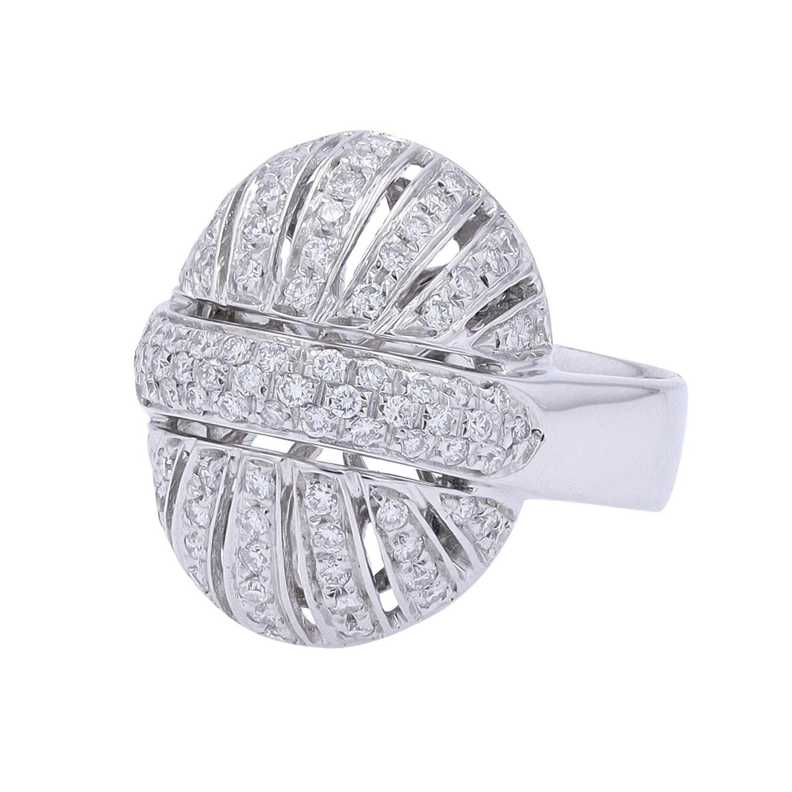 18K WG 0.75 CT Diamond Oval Cluster Ring