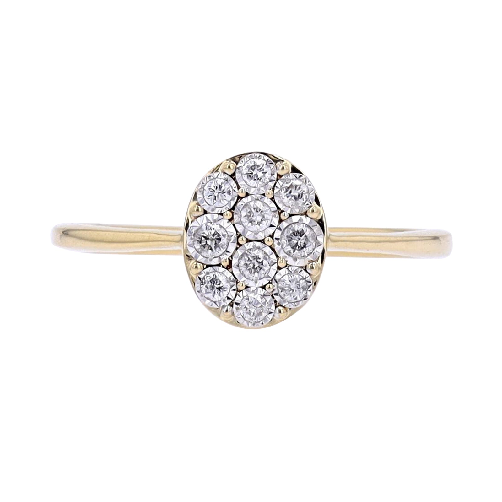10K YG Oval Cluster Miracle Set Diamond Ring