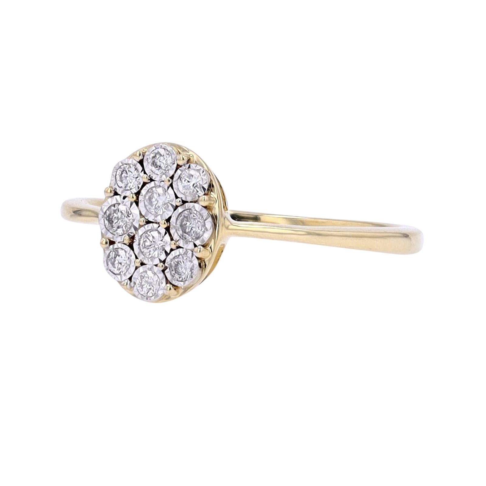 10K YG Oval Cluster Miracle Set Diamond Ring