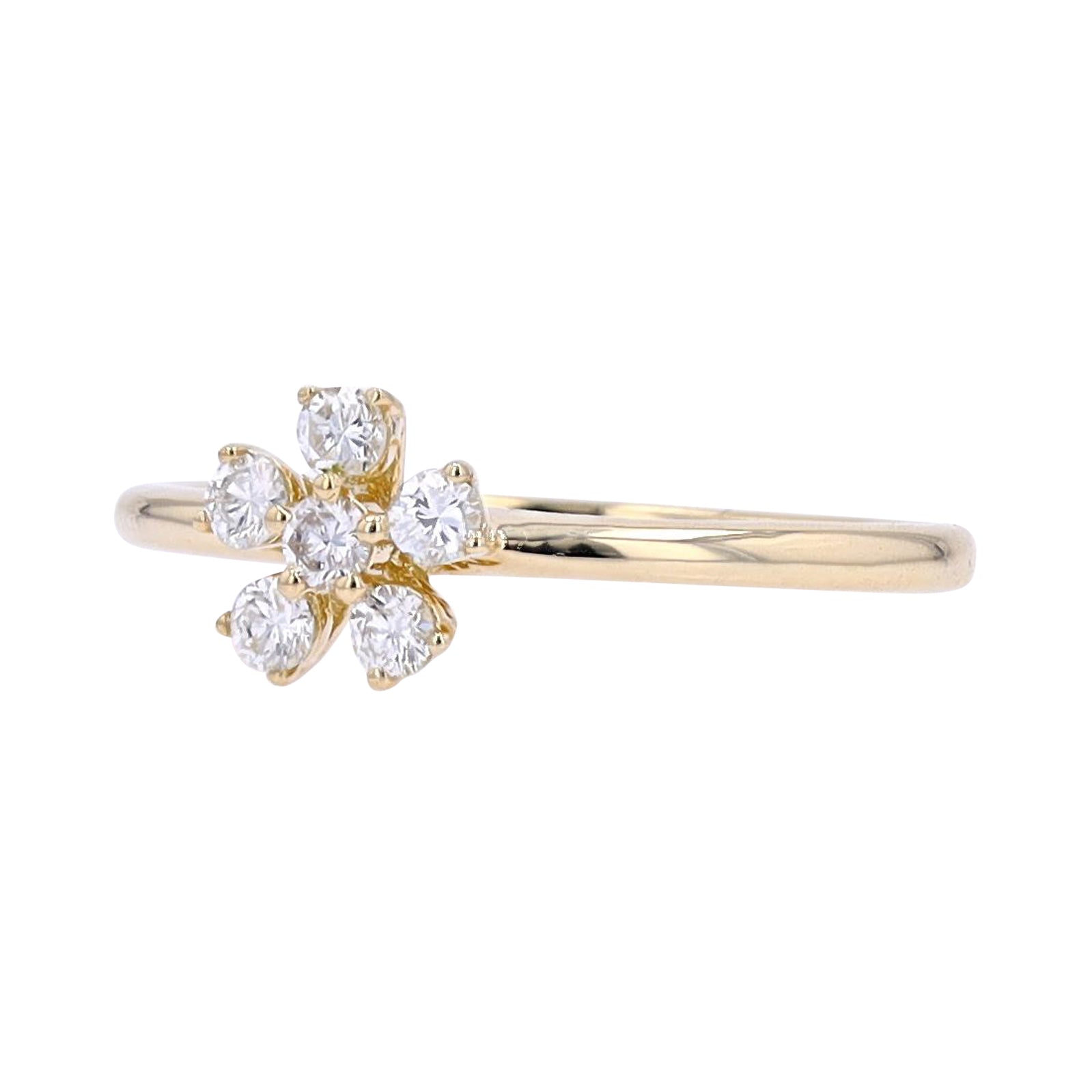 14K Diamond Flower Ring