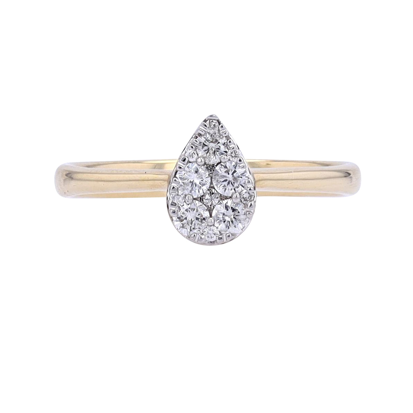 14K YG .27 CTW Diamond Pear Cluster Ring