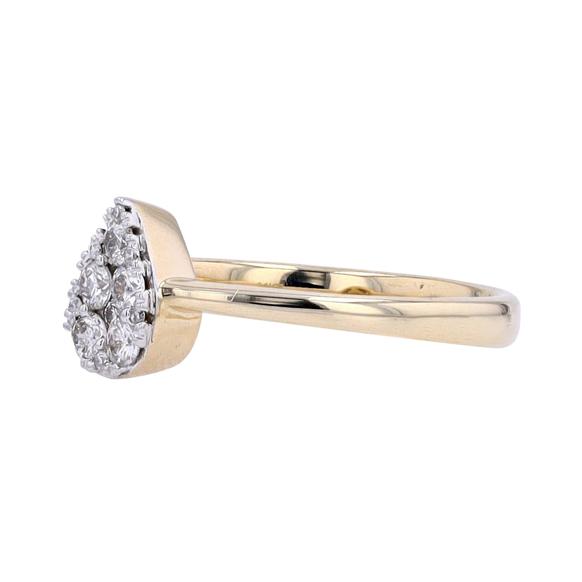 14K YG .27 CTW Diamond Pear Cluster Ring