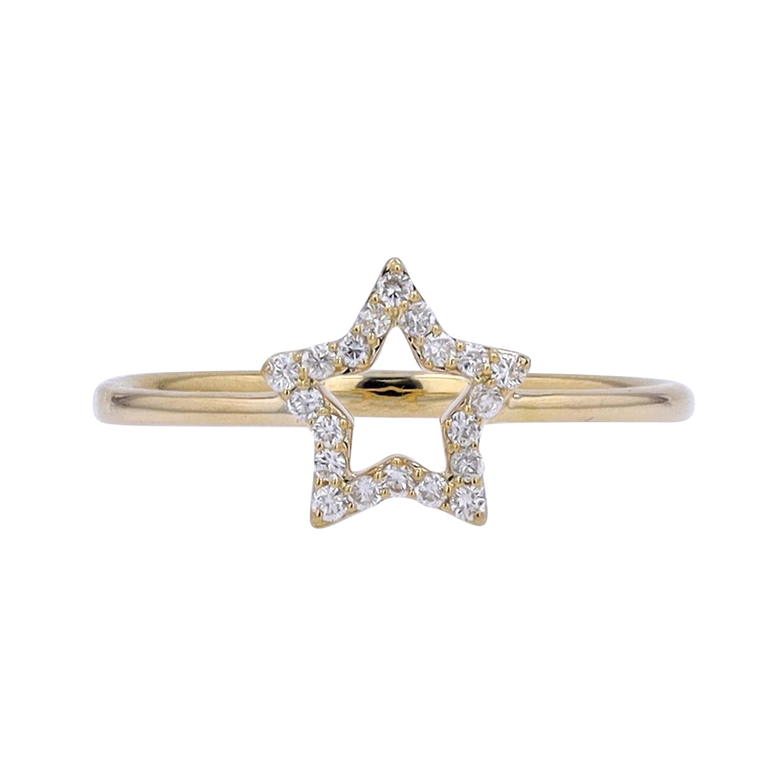 14K YG .12 CTW Diamond Open Star Ring