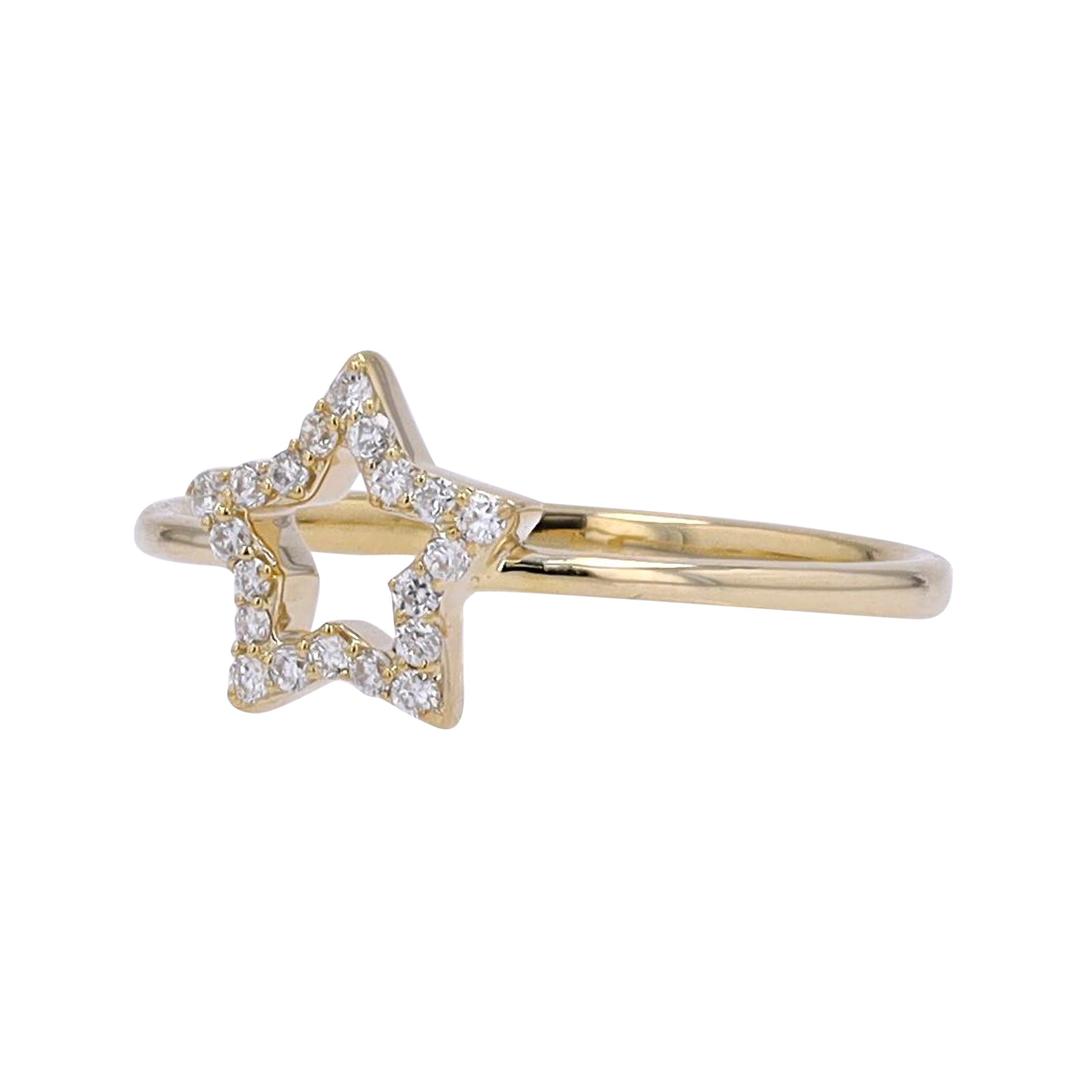 14K YG .12 CTW Diamond Open Star Ring