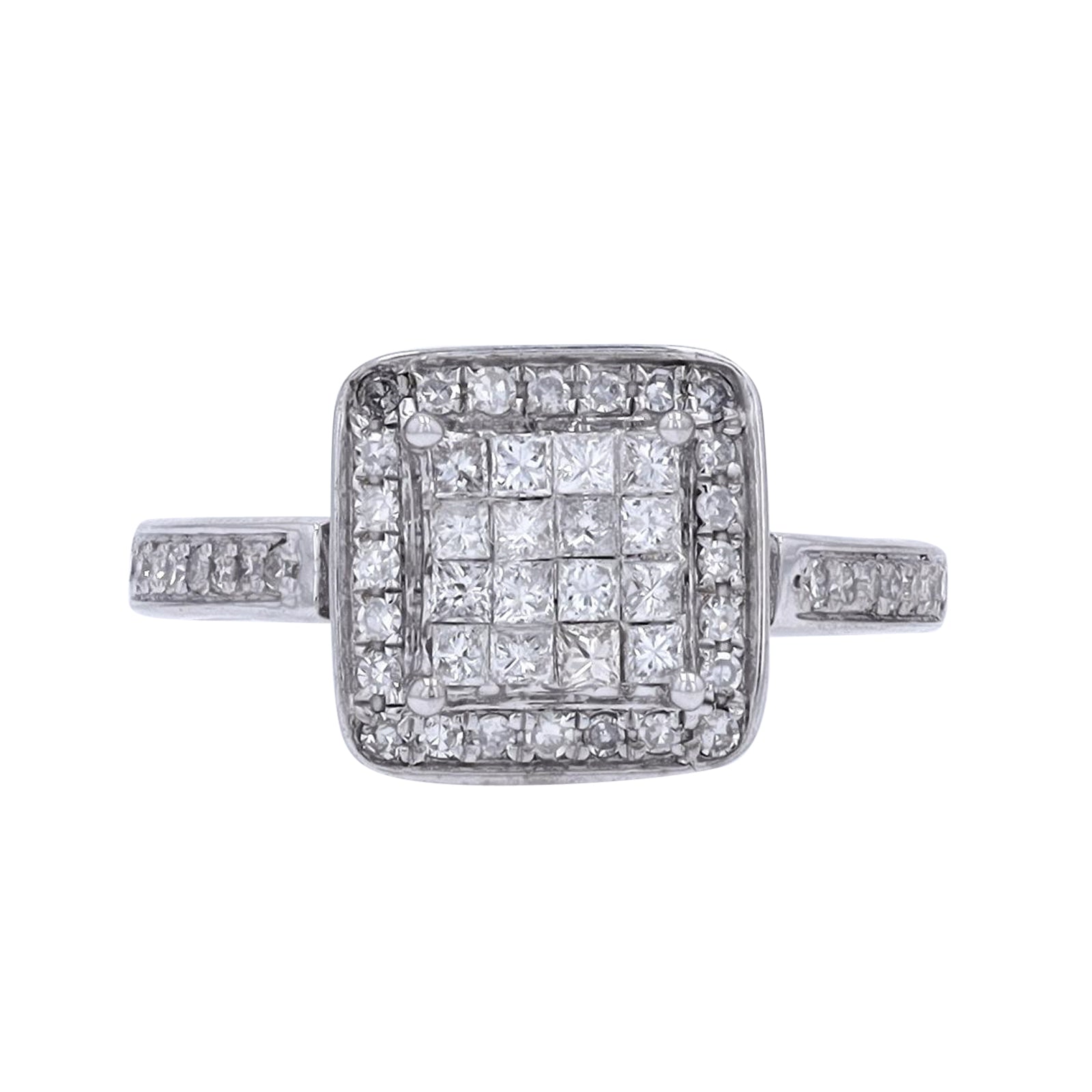10K WG 1/2 CT Diamond Cluster Ring