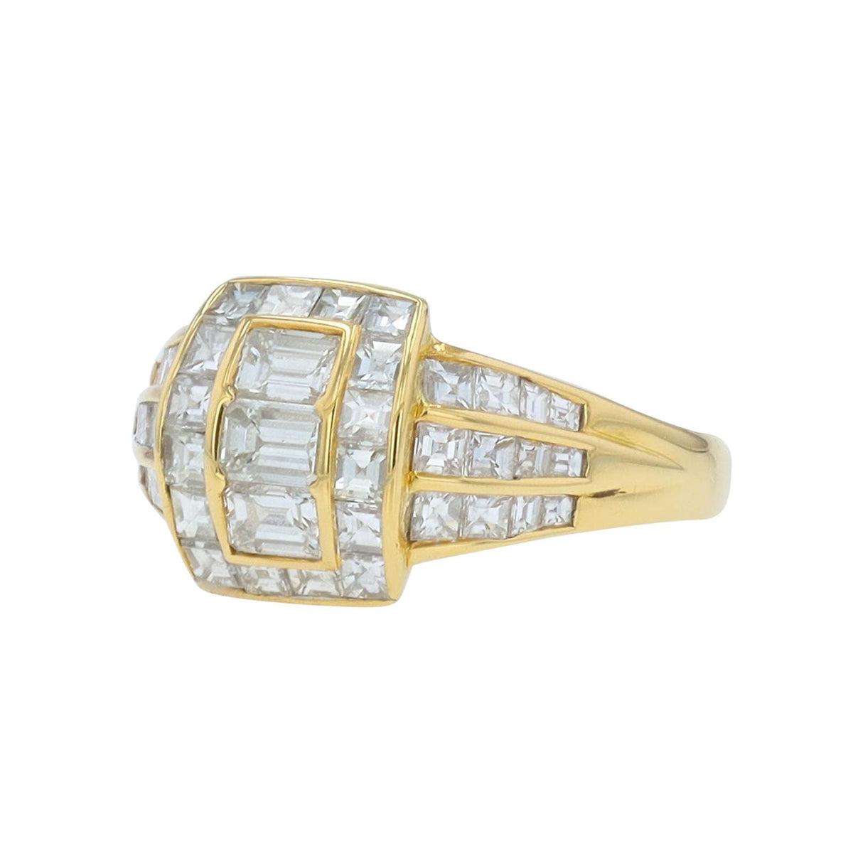 18K YG  2 CT Diamond Cluster Ring