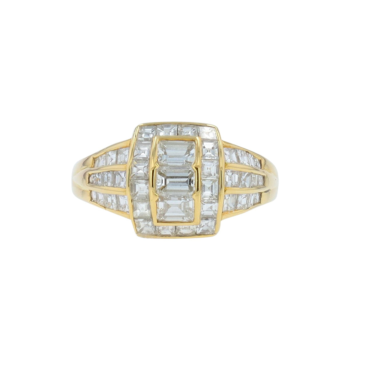 18K YG  2 CT Diamond Cluster Ring