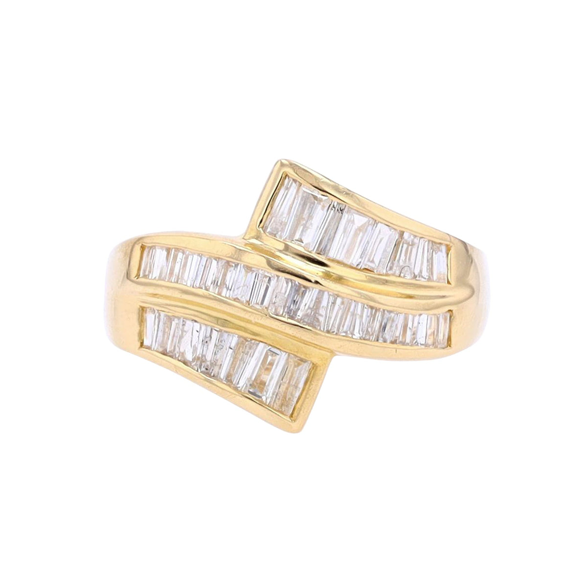 18K YG 1 CT Diamond Bypass Ring