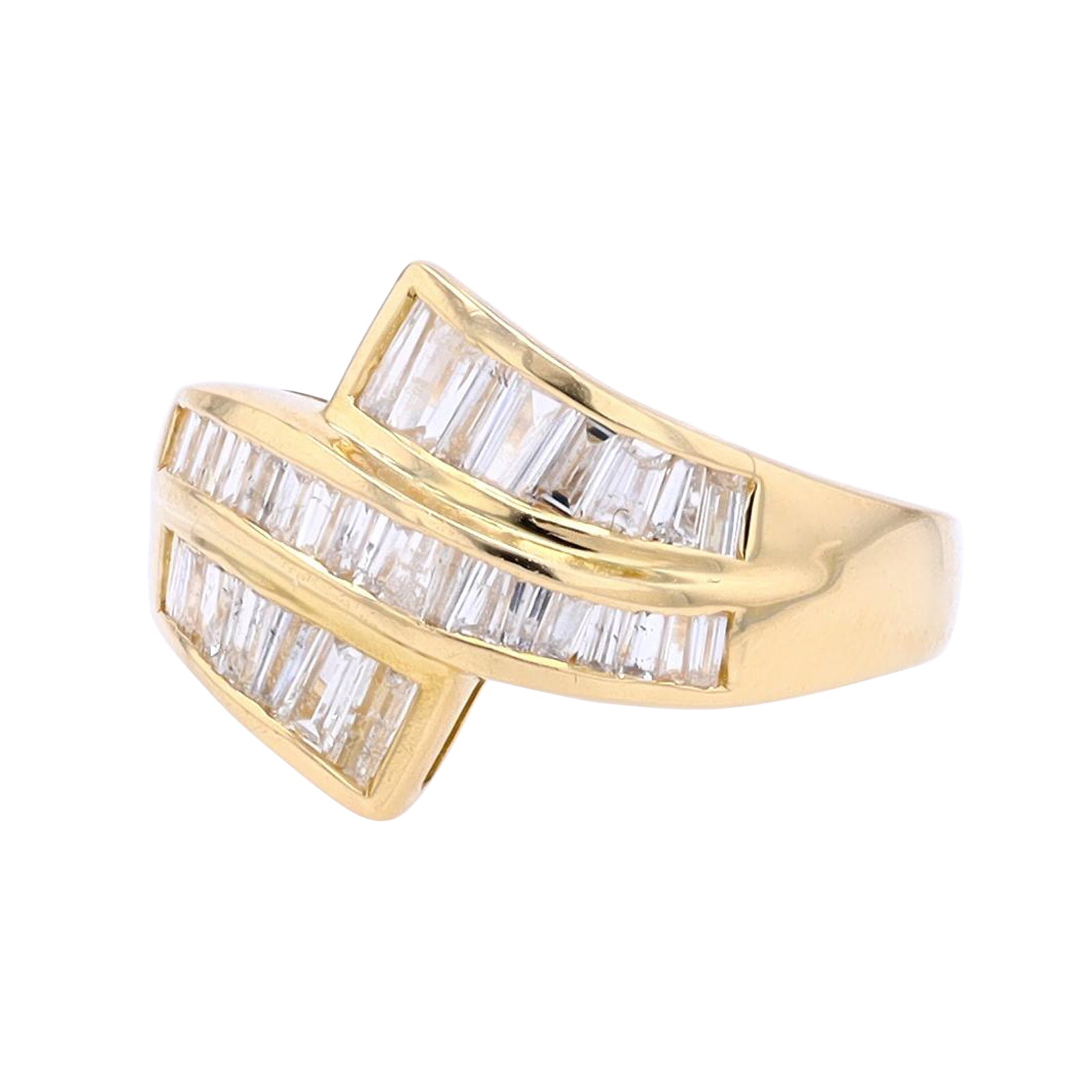 18K YG 1 CT Diamond Bypass Ring