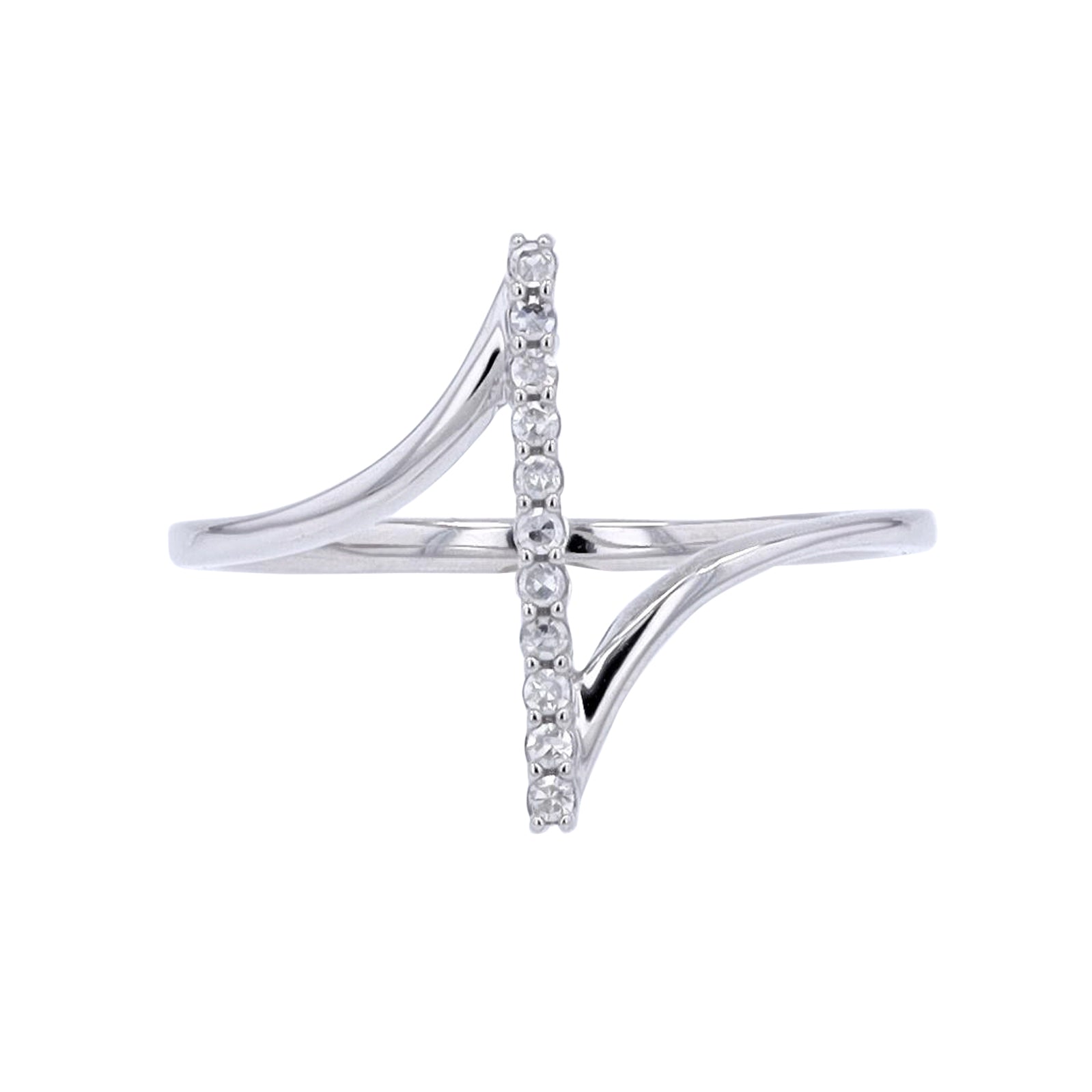 10K WG 1/10 CT Diamond Bar Ring