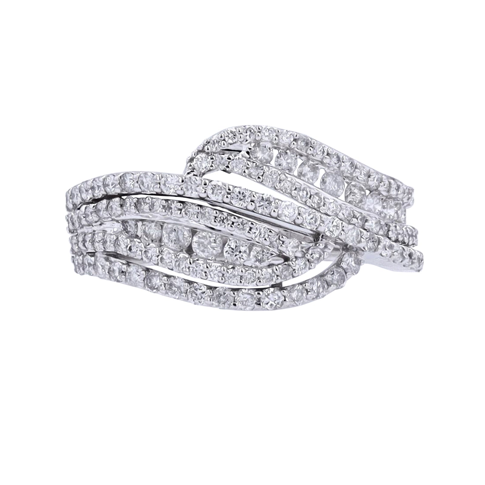 14K WG 1 CT Diamond Bypass Ring