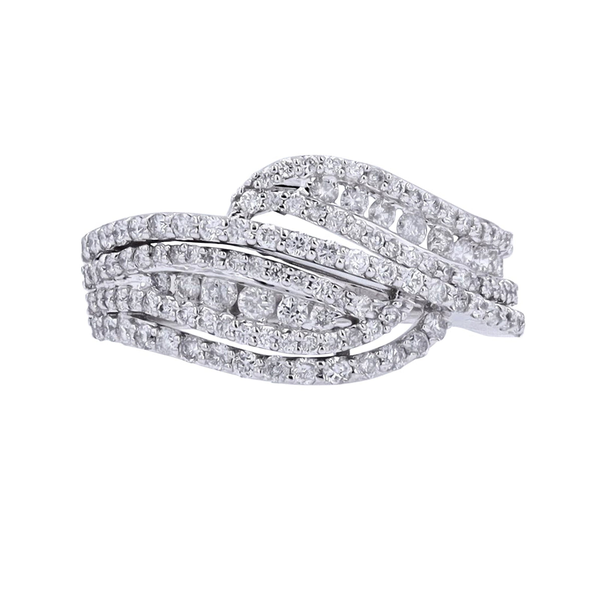 14K WG 1 CT Diamond Bypass Ring