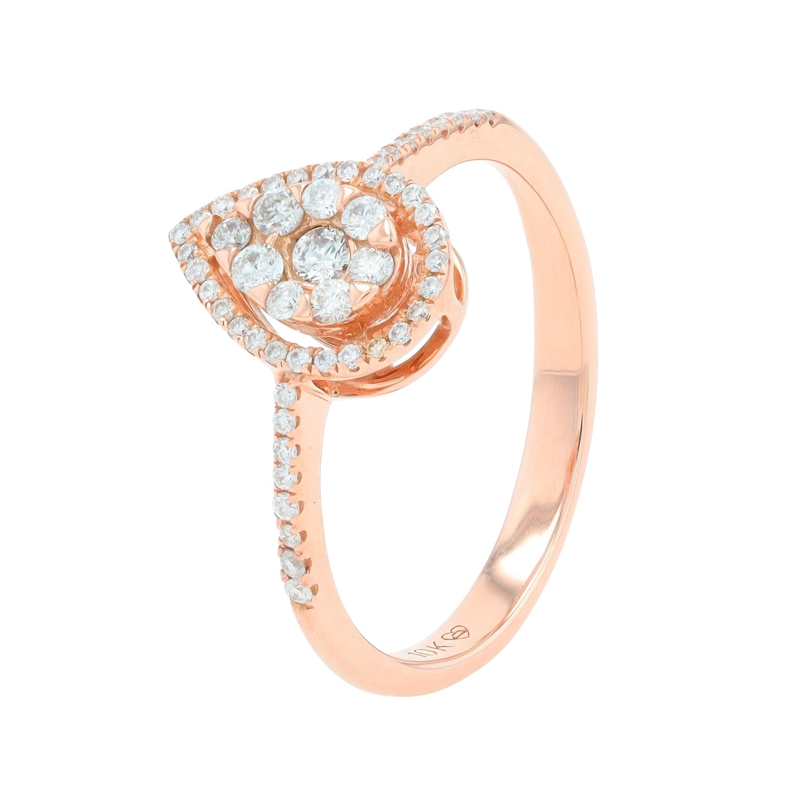10K RG 1/2 CT Diamond Pear Cluster Ring