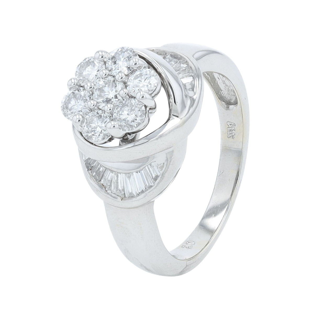 14K WG 1 CT Diamond Cluster Ring