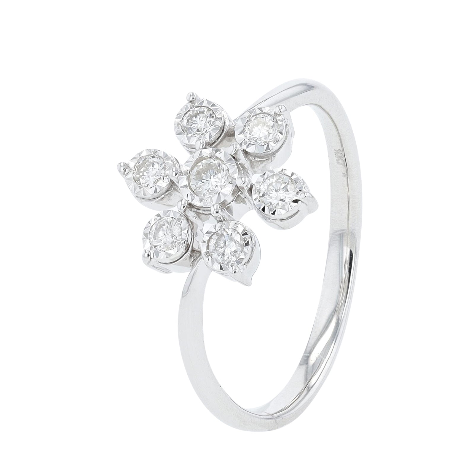 10K WG 1/4 CT Diamond Flower Ring