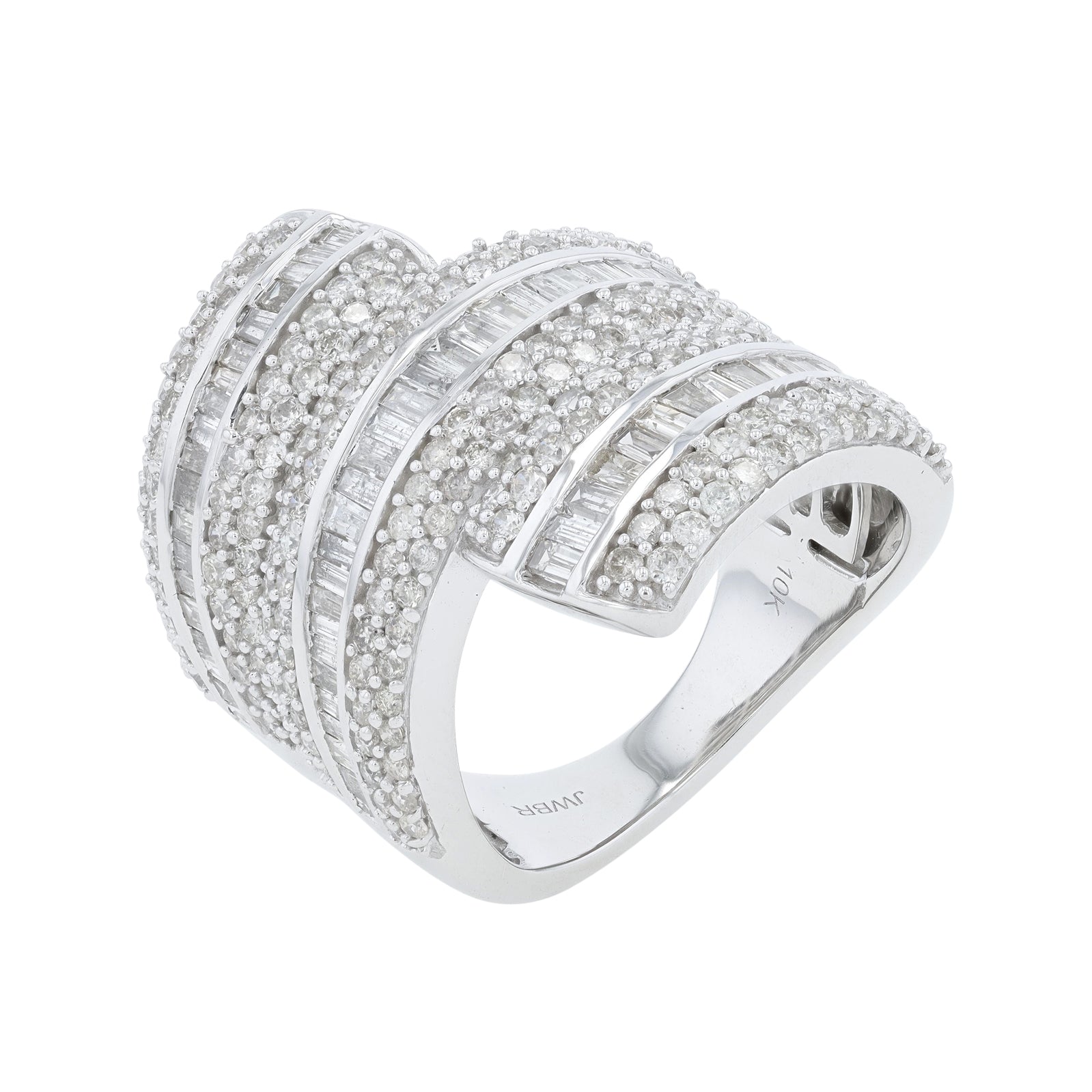 10K WG 3 CT Diamond Bypass Ring