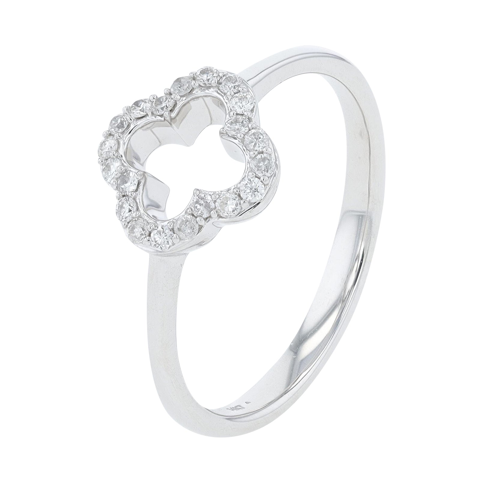 14K WG Diamond Clover Ring