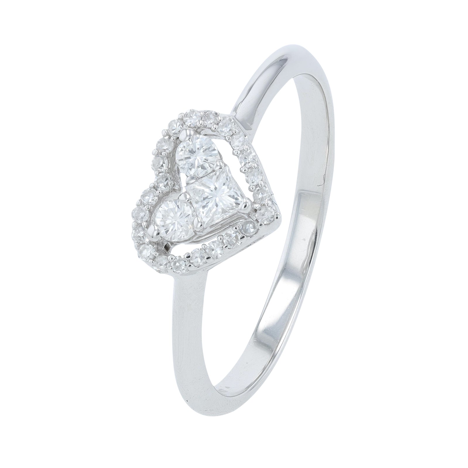 14K WG 1/4 CT Diamond Heart Ring