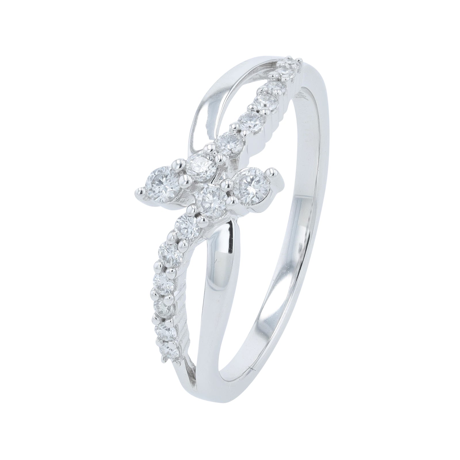 10K WG .25 CTW Diamond Bypass Ring
