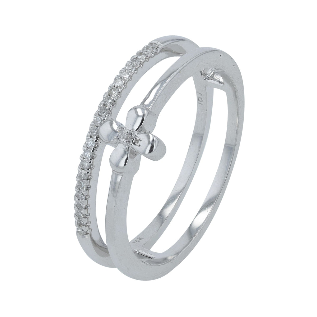 14K Diamond Split Cross Band<p><strong>More Colors Available</p></strong>