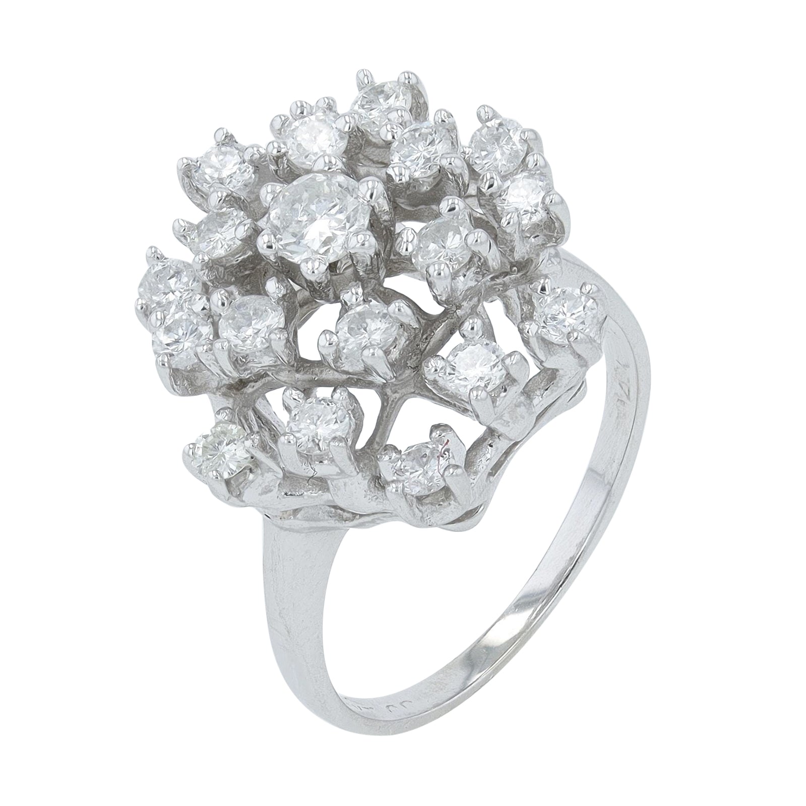 14K WG 1 CT Diamond Cluster Ring