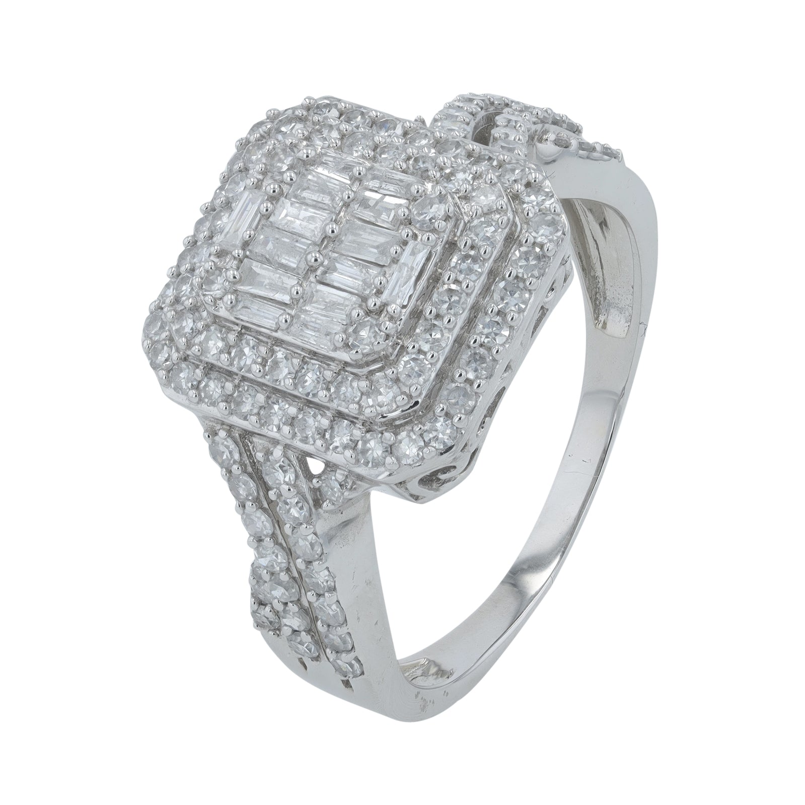 14K WG 1 CT Diamond Cluster Ring