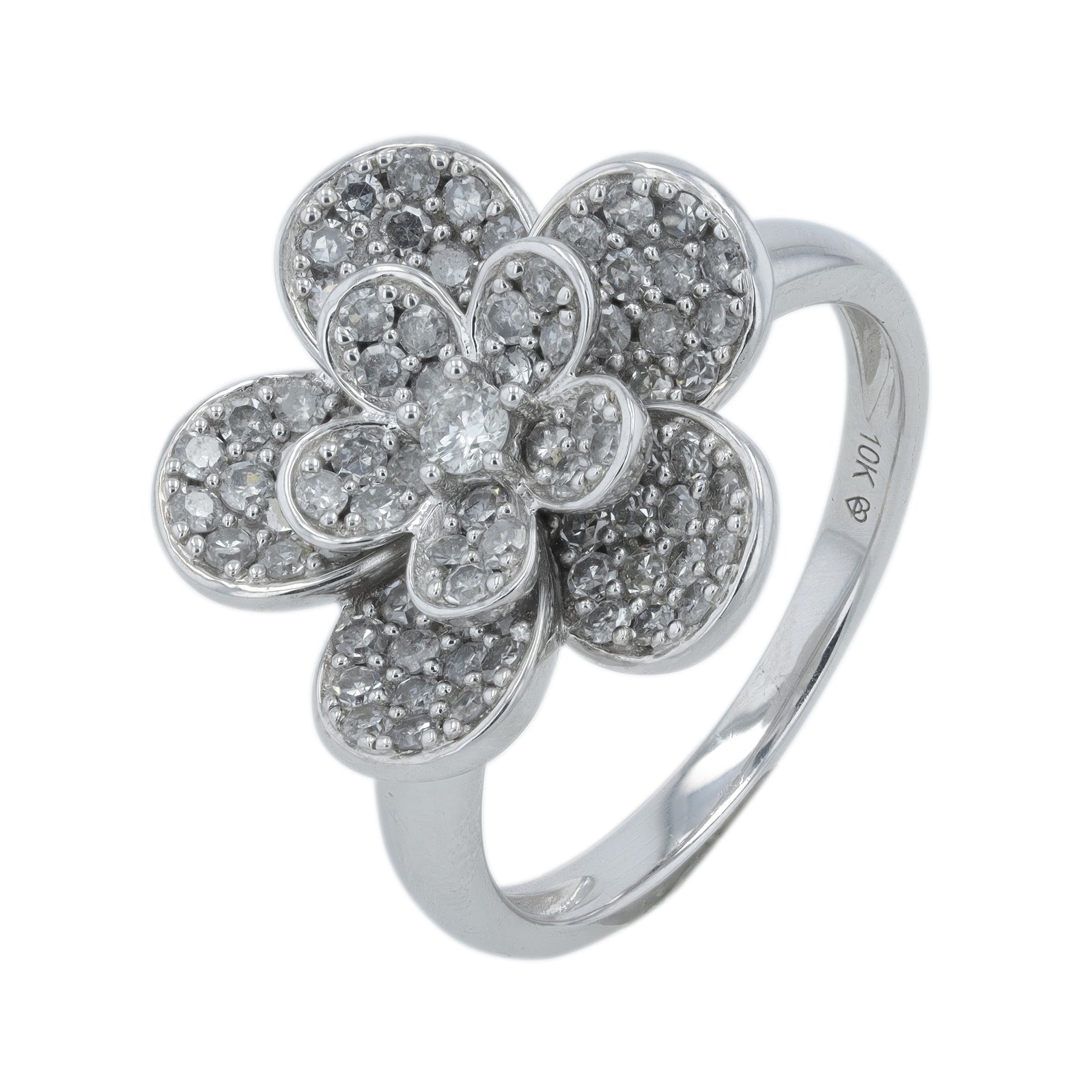 10K WG 1 CT Diamond Flower Ring