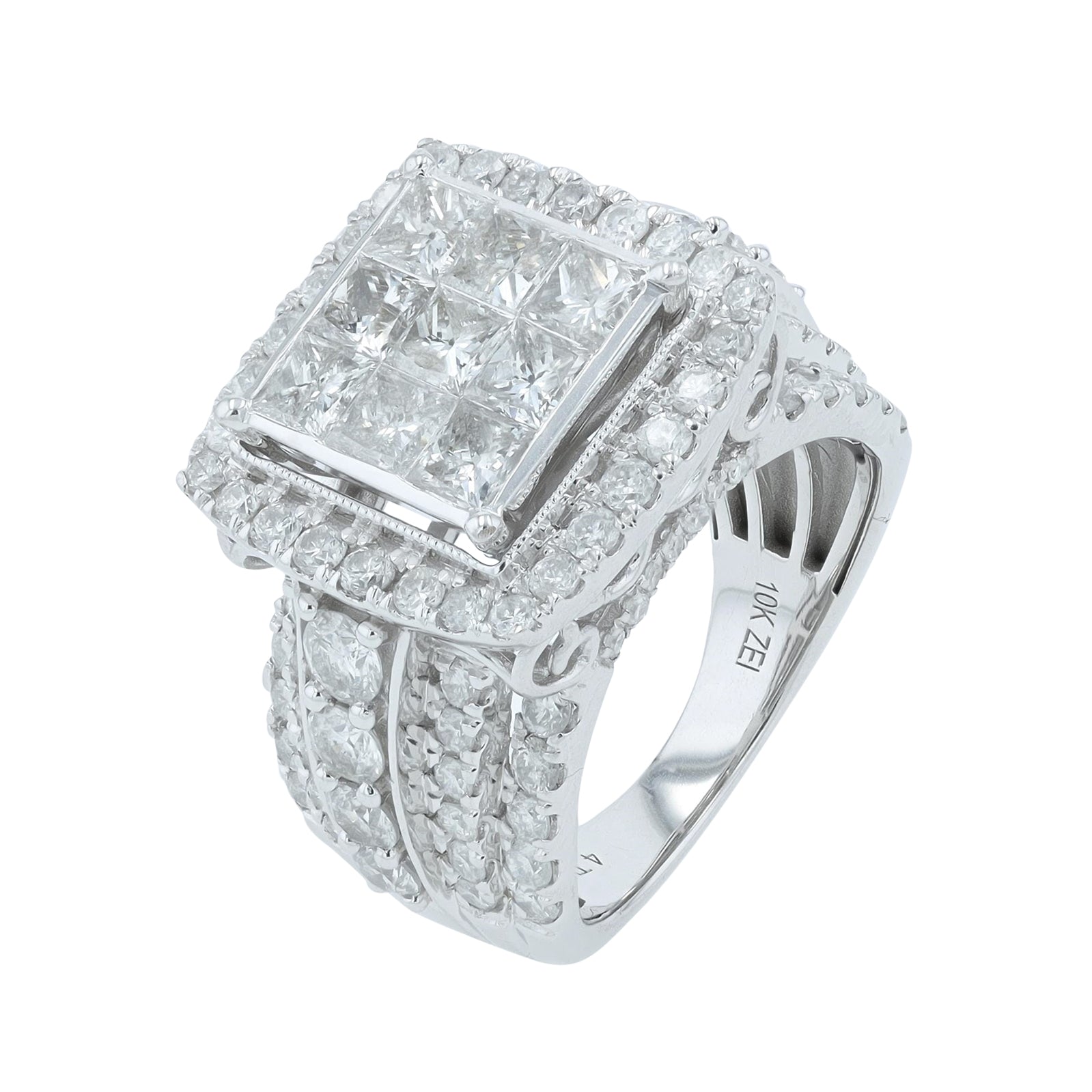 10K WG 4 CT Diamond Cluster Ring