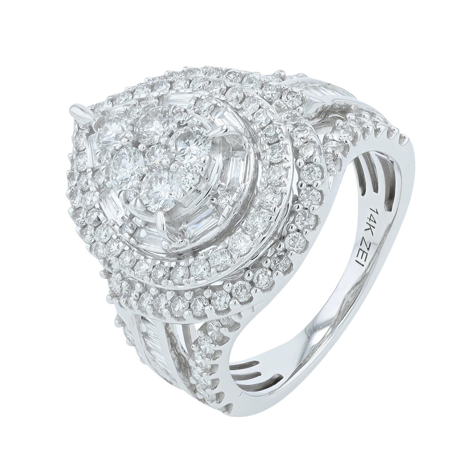 14K WG 2 CT Diamond Cluster Ring