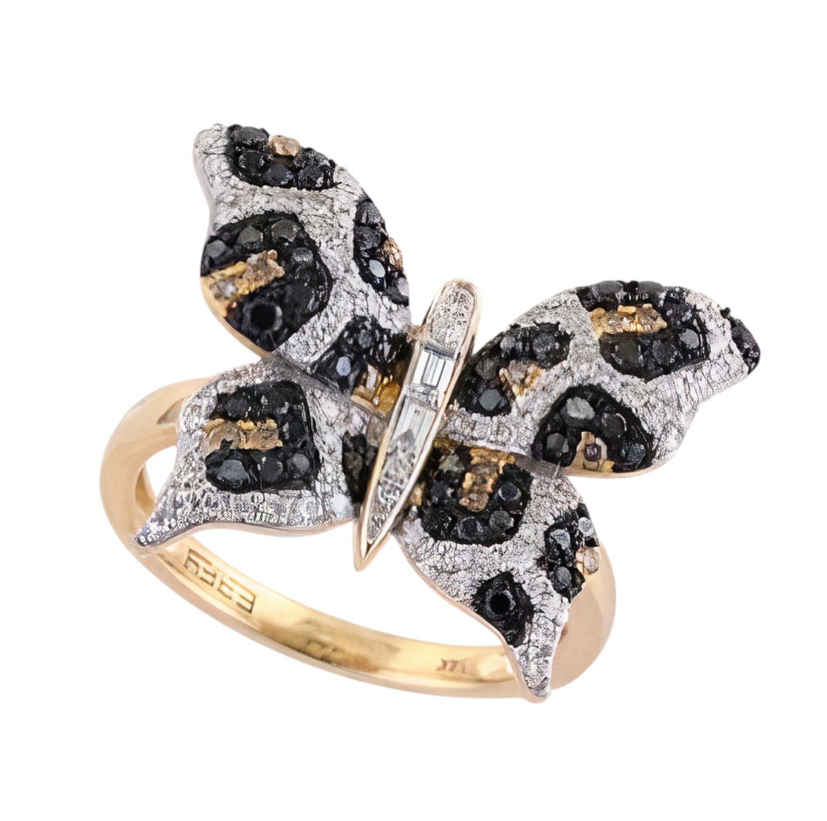 14K EFFY 0.72 CT Diamond Animal Print Butterfly Ring