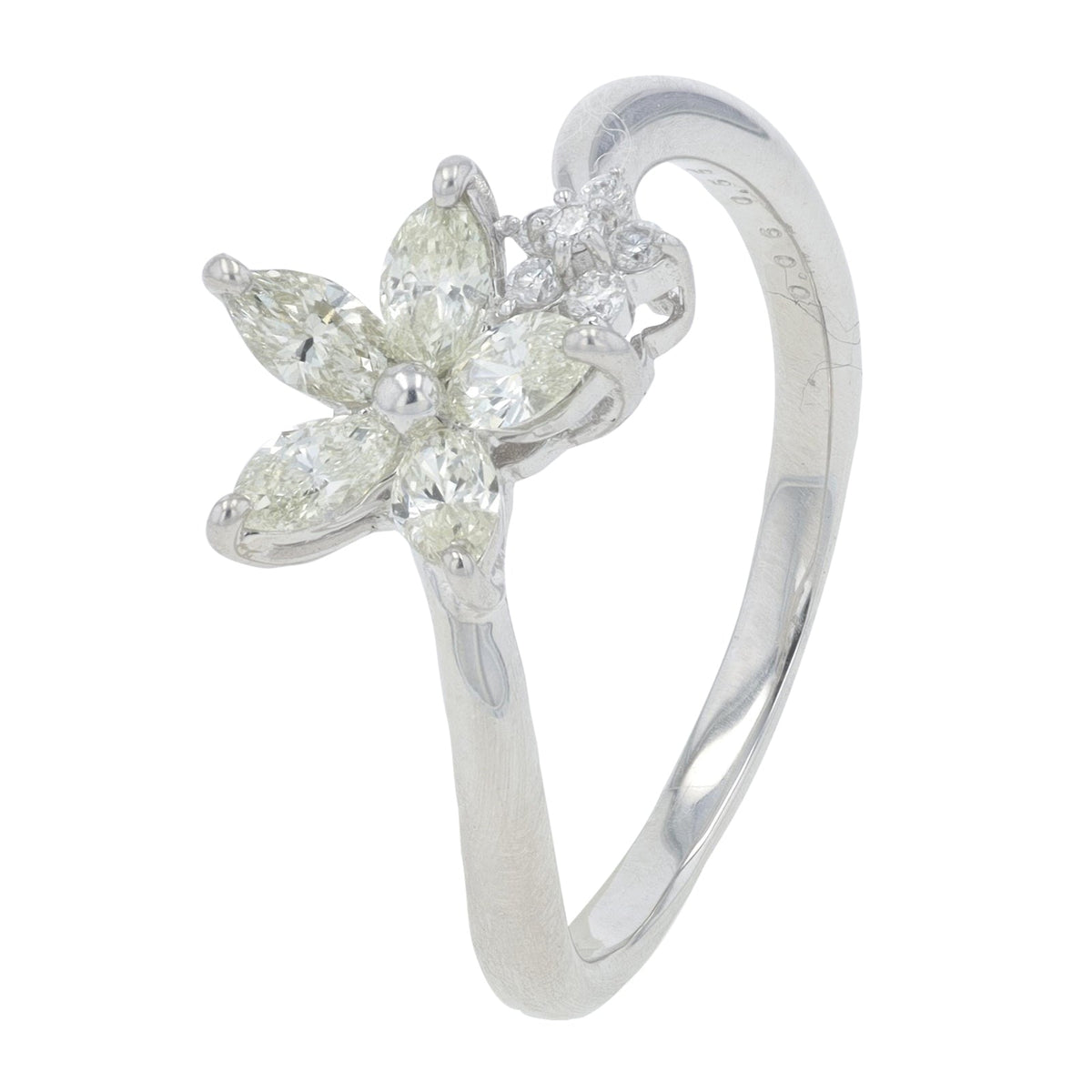 18K WG 0.61 CT Diamond Flower Ring