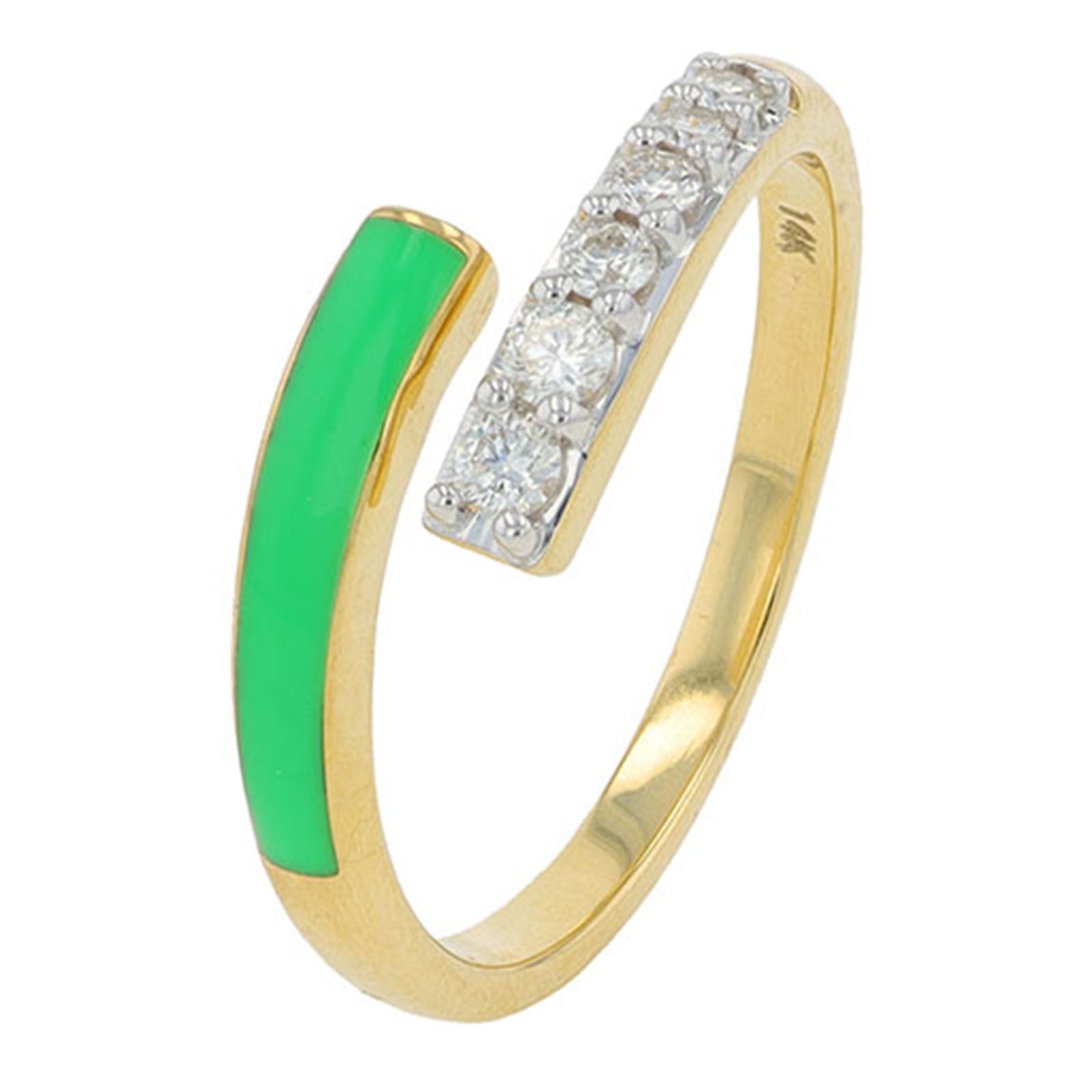 14K YG 0.20 CT Diamond & Enamel Bypass Ring<p><strong>More Colors Available</p></strong>