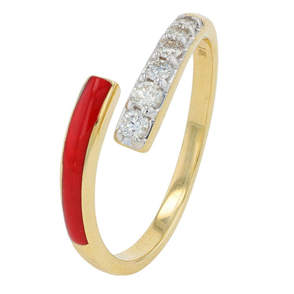14K YG 0.20 CT Diamond & Enamel Bypass Ring<p><strong>More Colors Available</p></strong>
