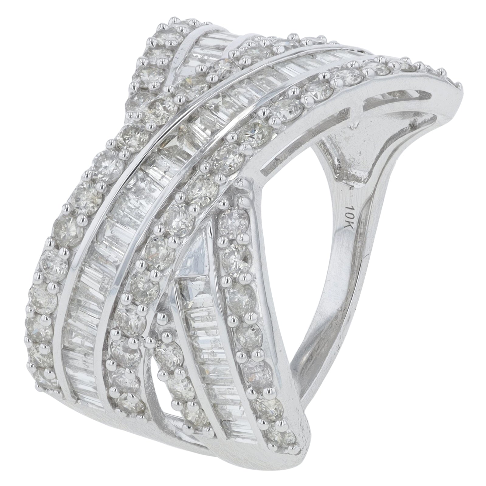 10K WG 2 CT Diamond Crossover Ring