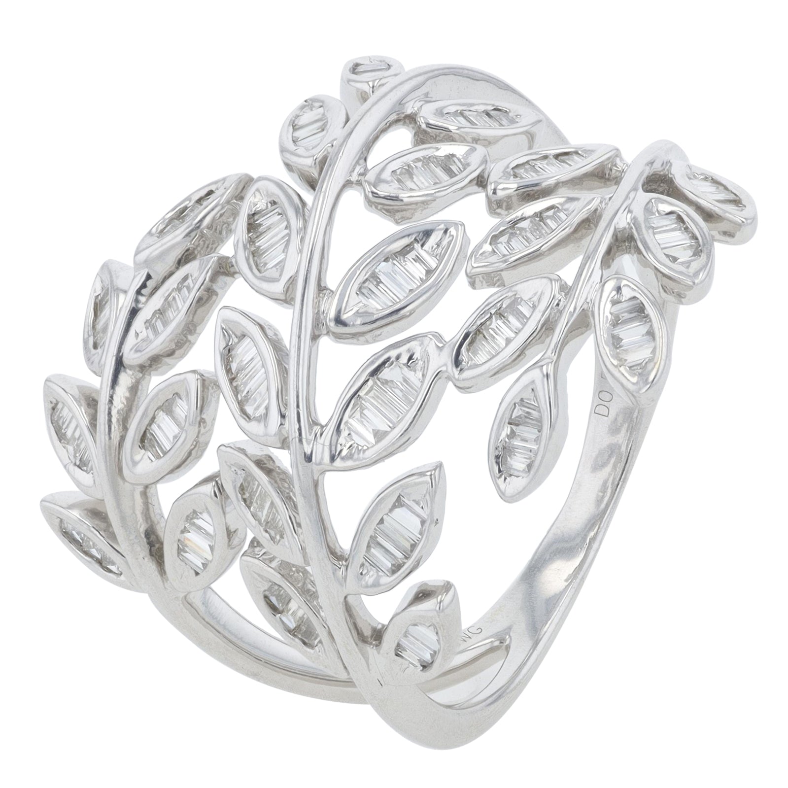 18K WG 1/2 CT Diamond Vine Crossover Ring
