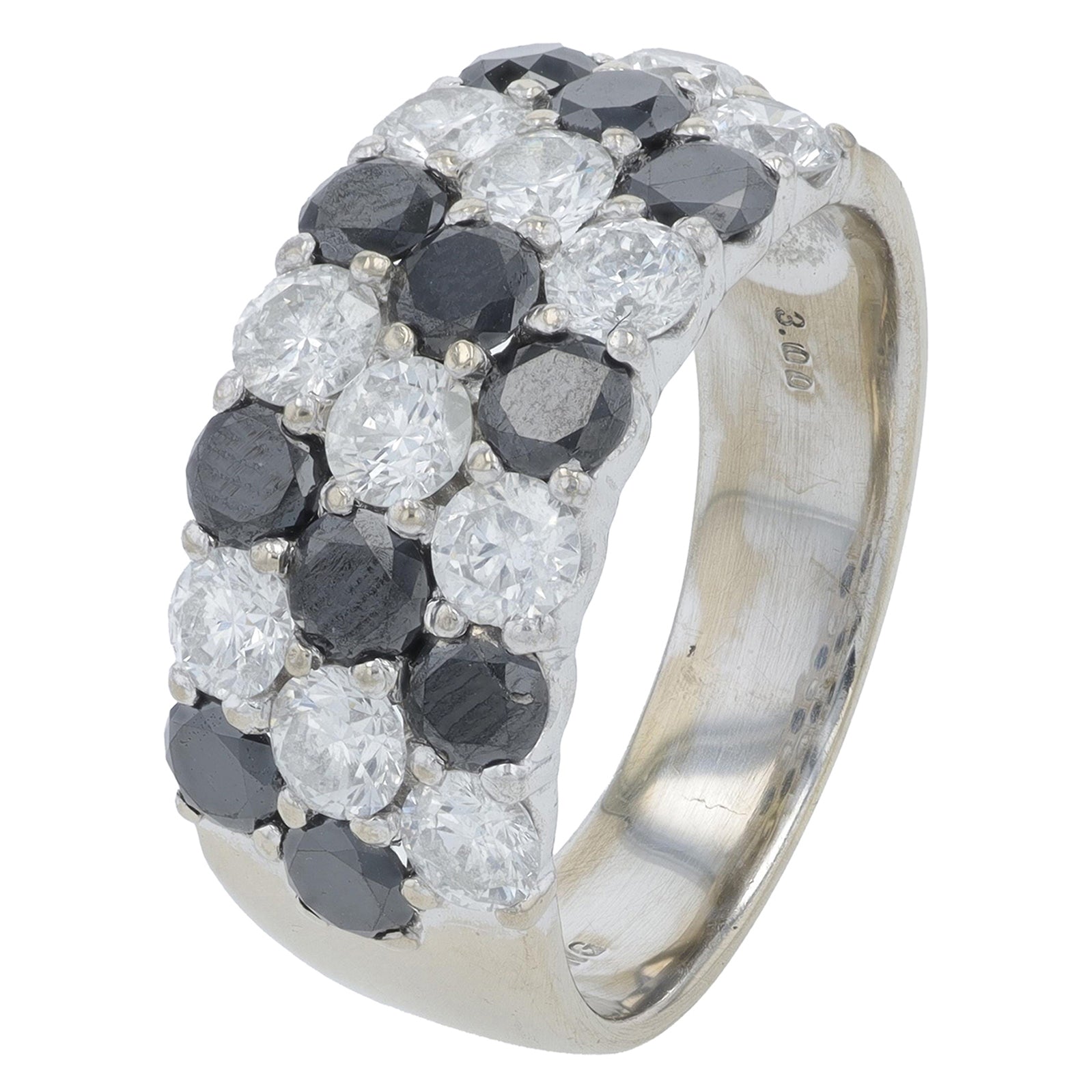 18K WG 3 CT White & Black Diamond Ring
